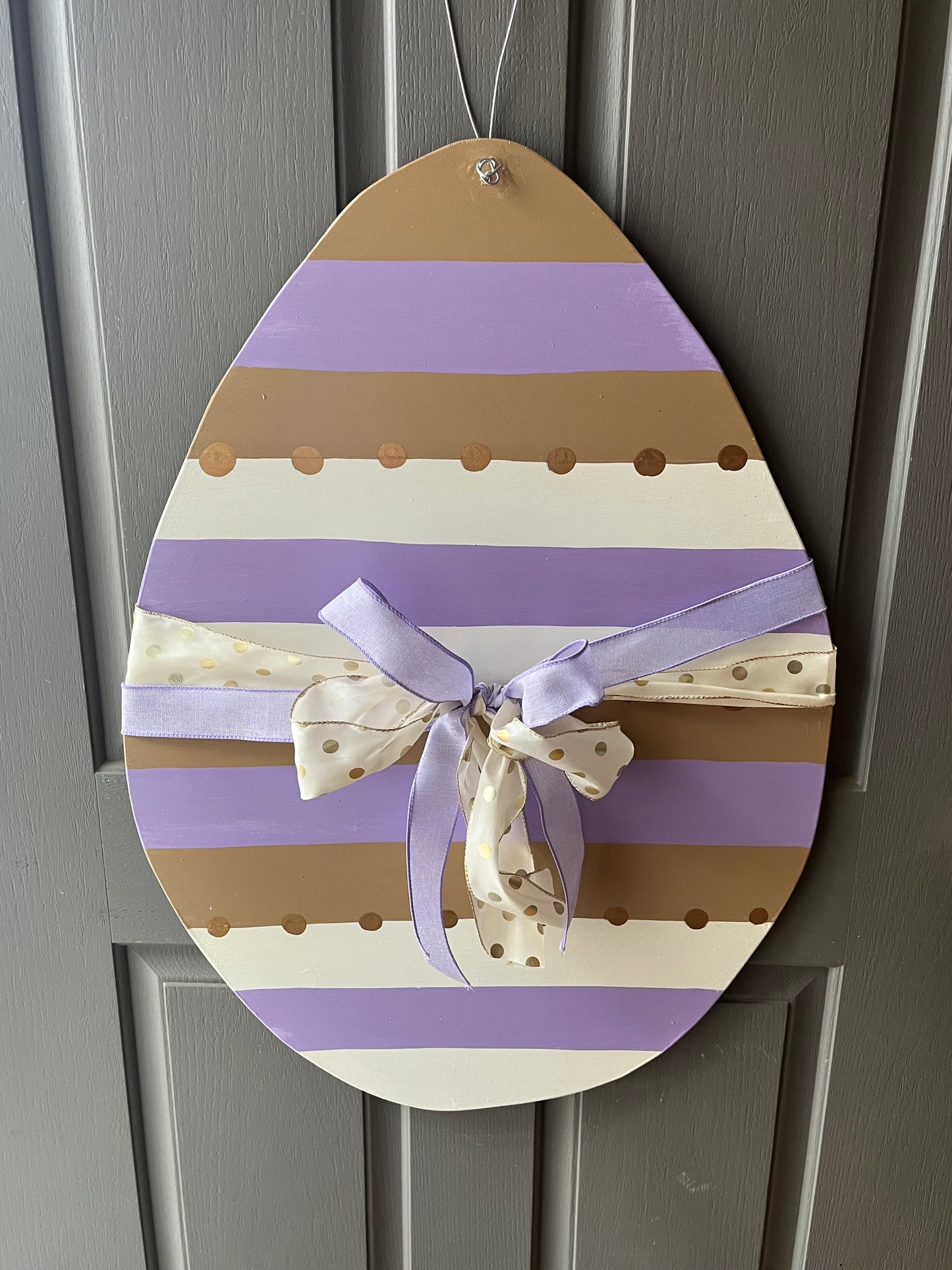 XL Egg - Beige/Lavender/Cream Stripes- Self Checkout at Creative Collab Collection
