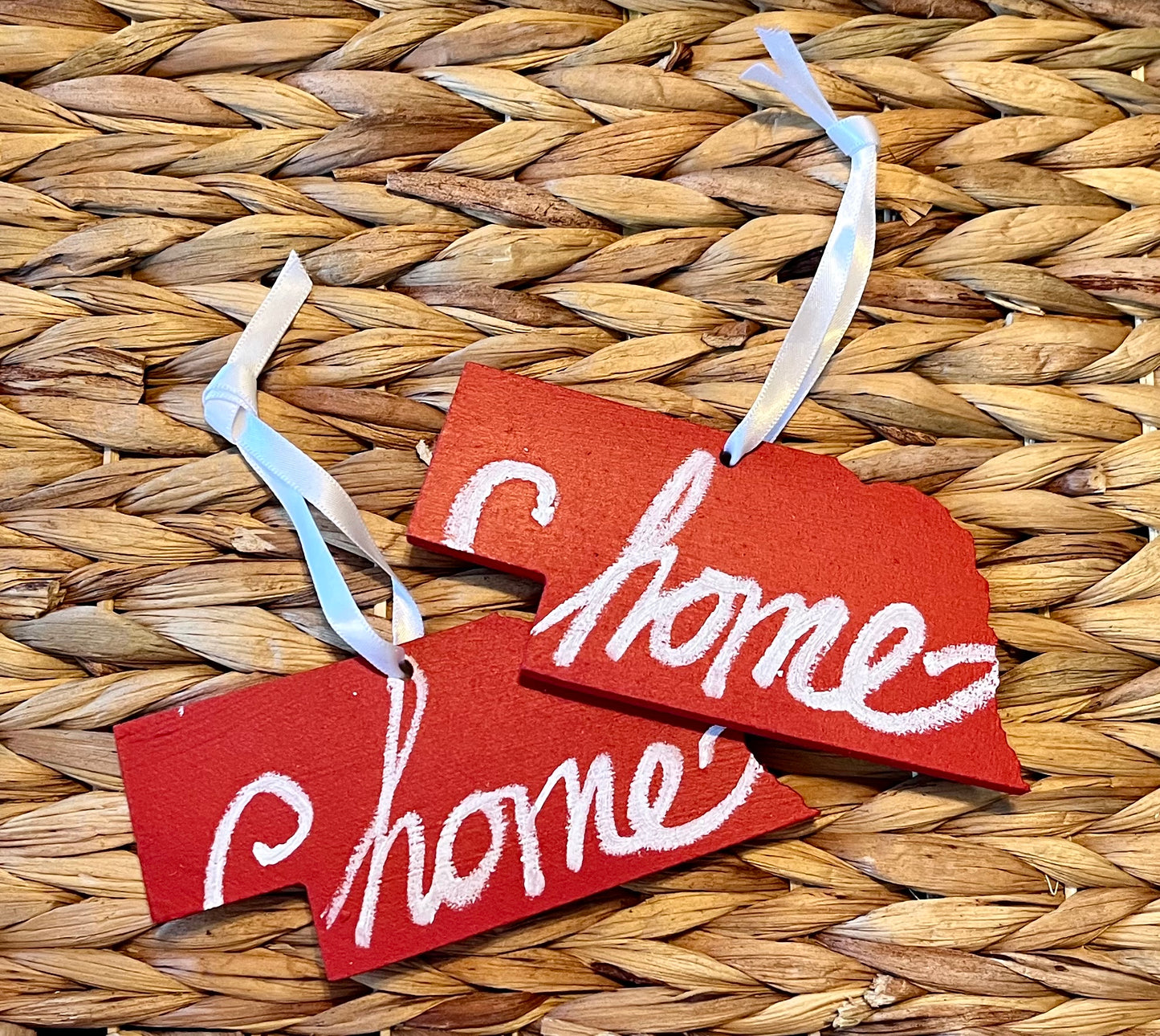 State Ornaments with Hearts - White