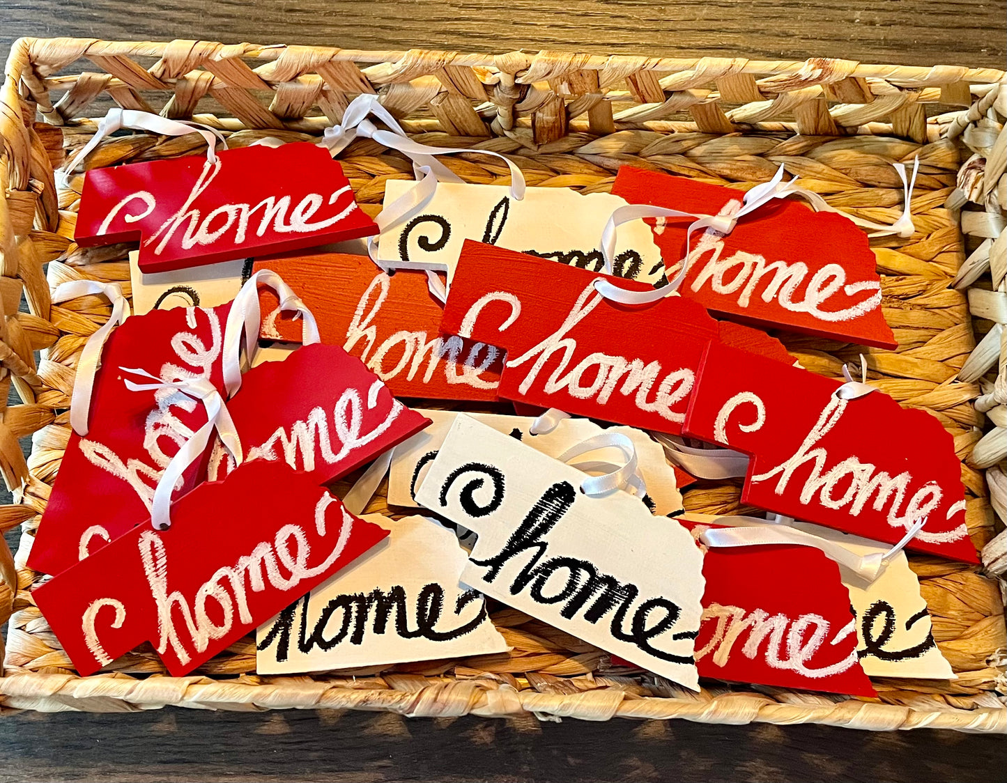 State Ornaments with Hearts - Red