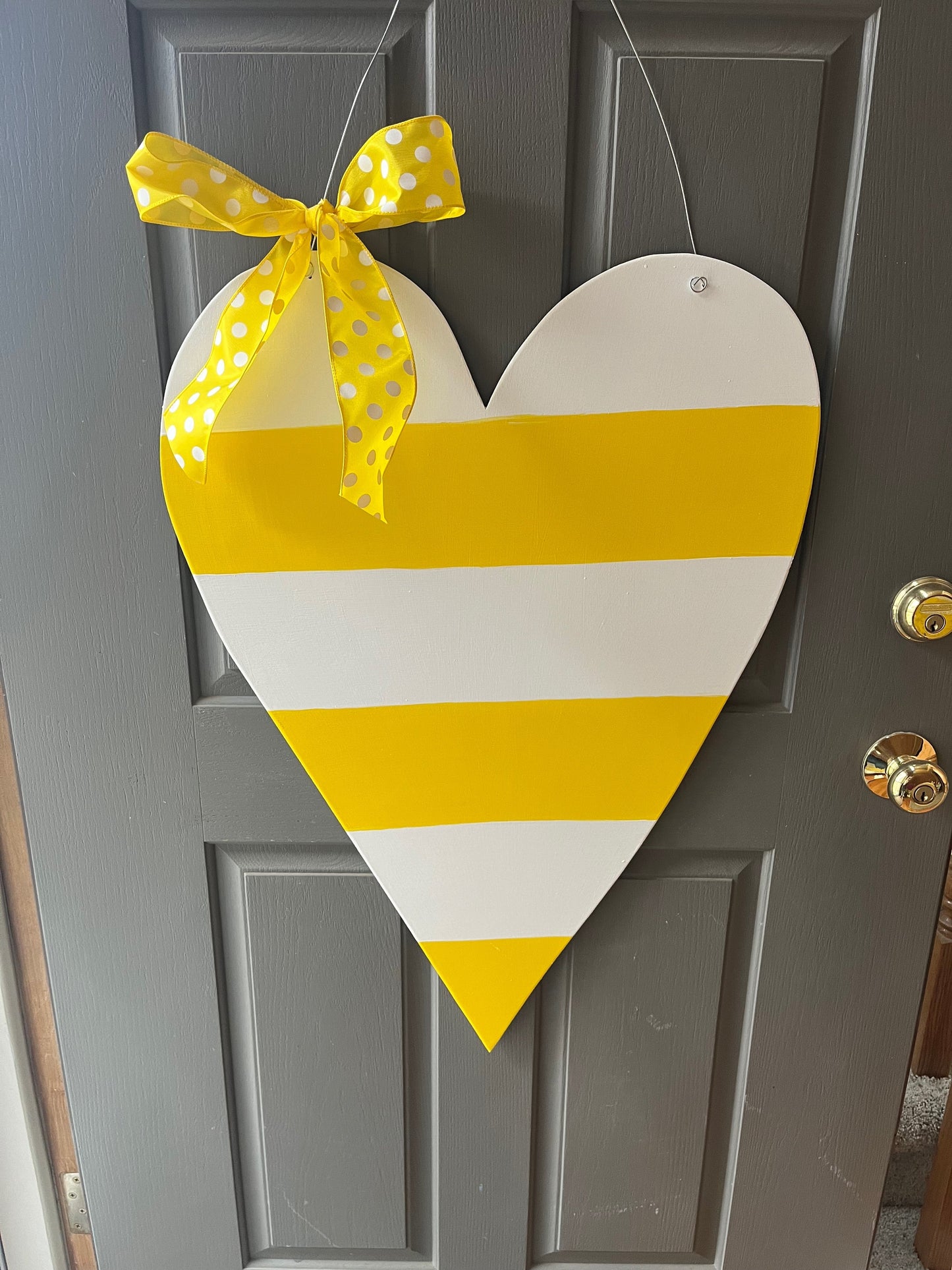 XL Heart - Yellow/White stripe