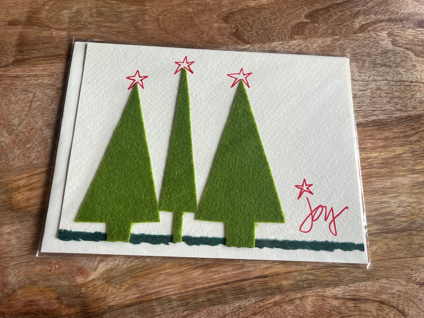 Individual Card Lg Holiday - Felt Tree of 3