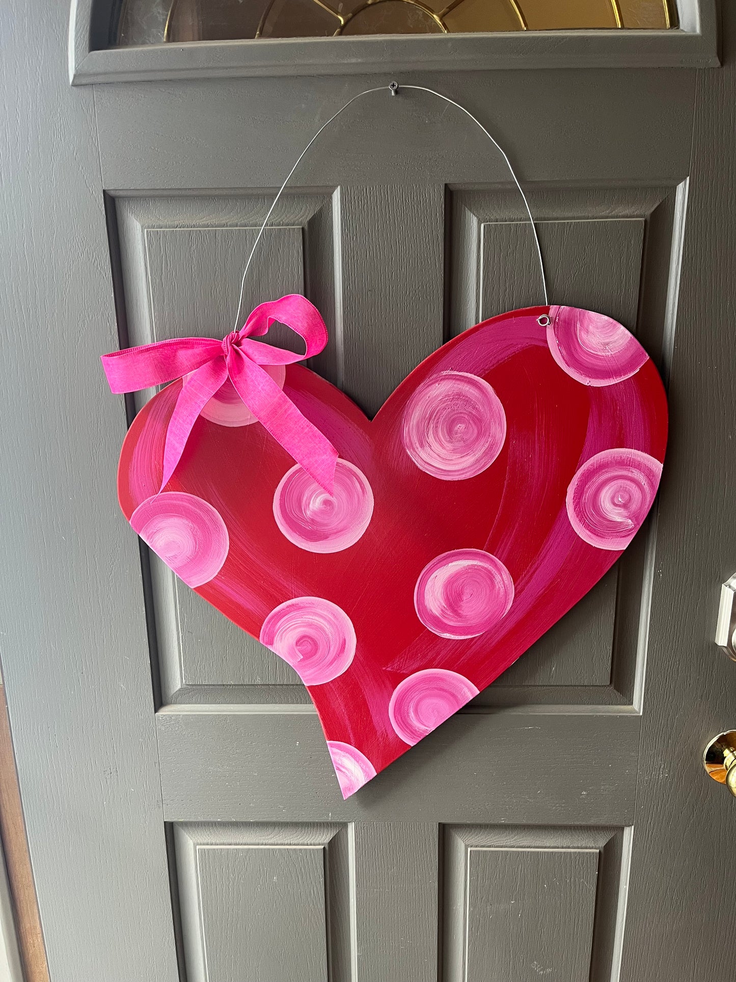 Whimsy Heart - Red w/pink Blended Dots
