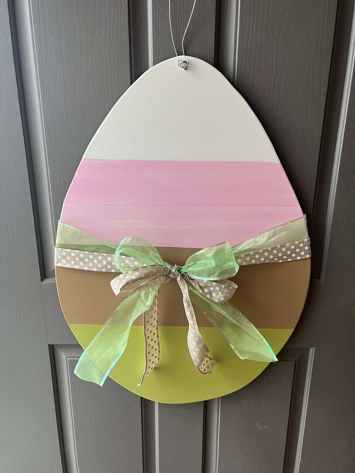 XL Egg - Beige/Pink/Cream/Avocado Stripes- Self Checkout at Creative Collab Collection