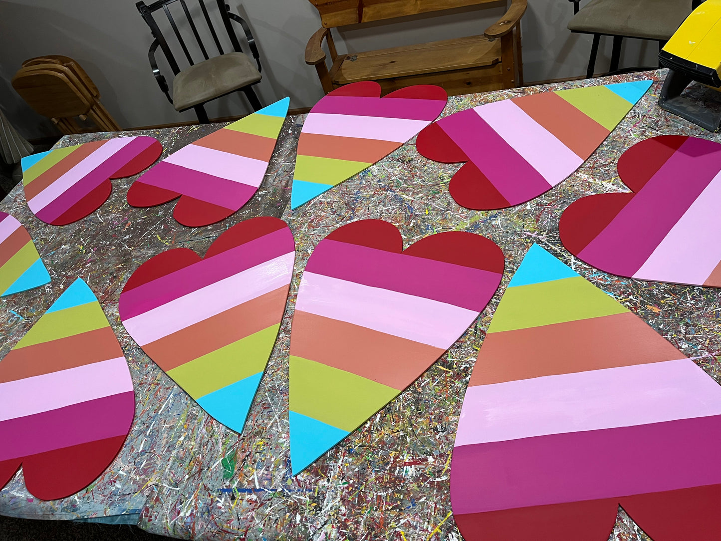 Large Multicolor Stripe Heart