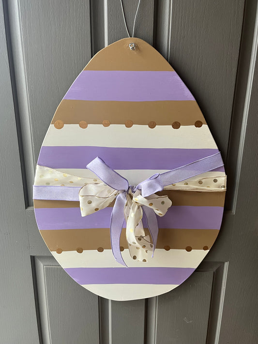 XL Egg - Beige/Lavender/Cream Stripes- Self Checkout at Creative Collab Collection