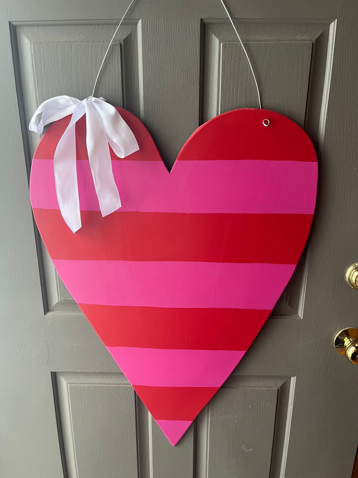 Large Red/Pink Stripe Heart