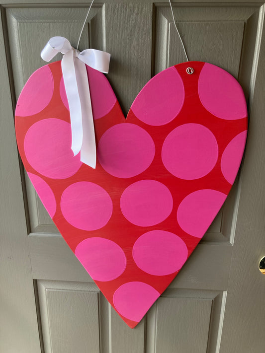 Large Red/Pink Polka Dot Heart