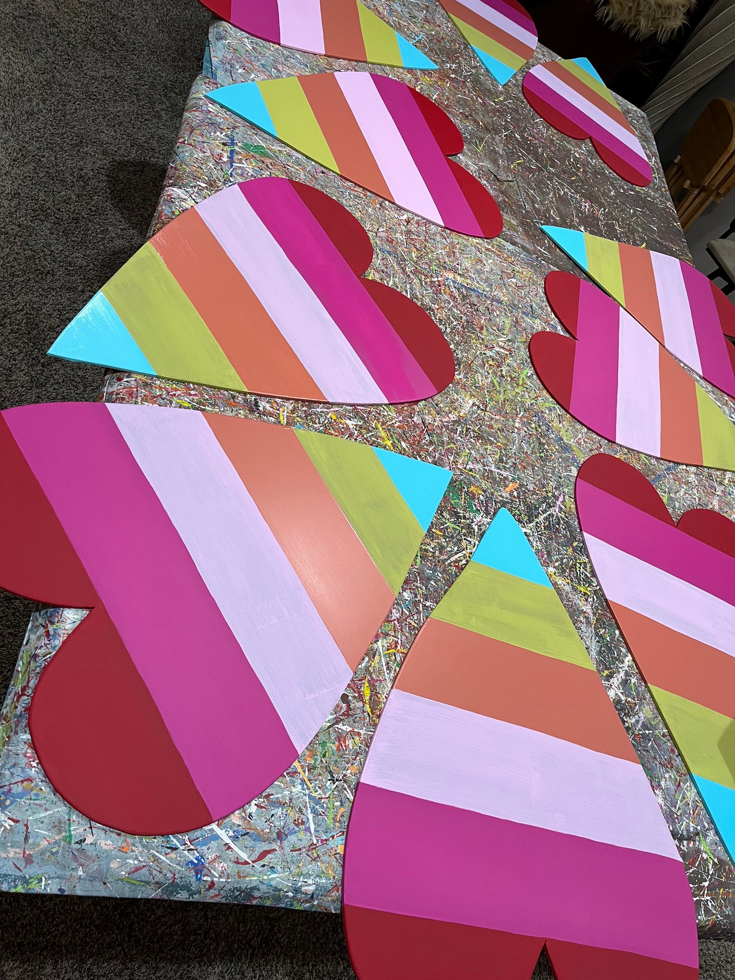 Large Multicolor Stripe Heart