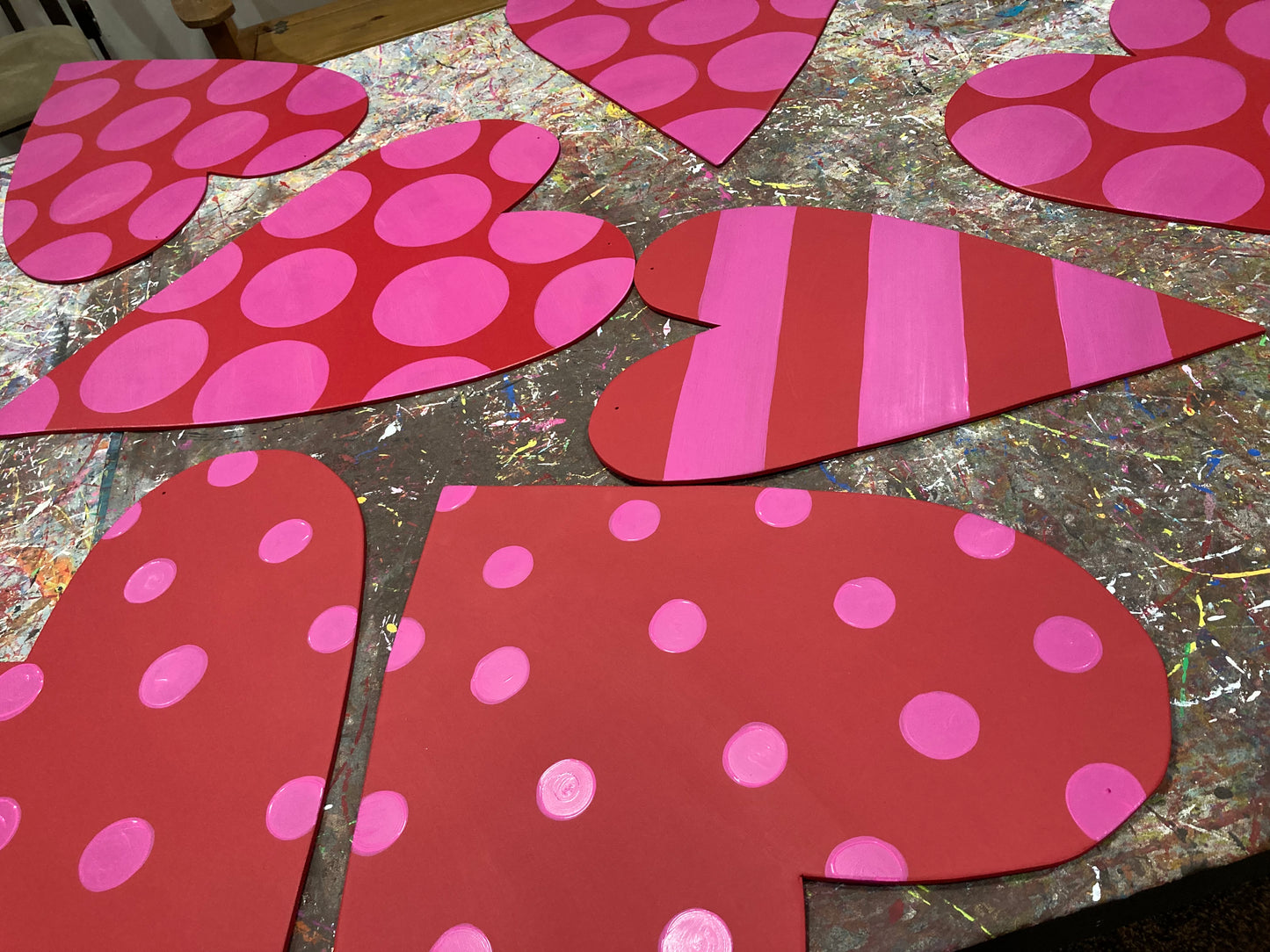 Large Red/Pink Polka Dot Heart