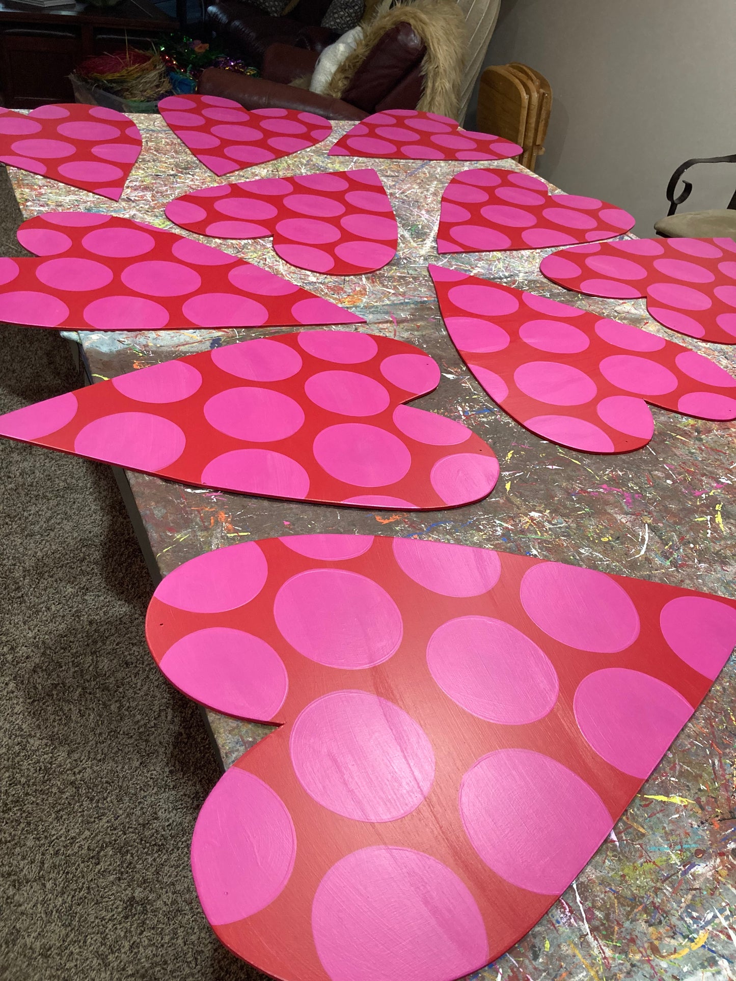 Large Red/Pink Polka Dot Heart