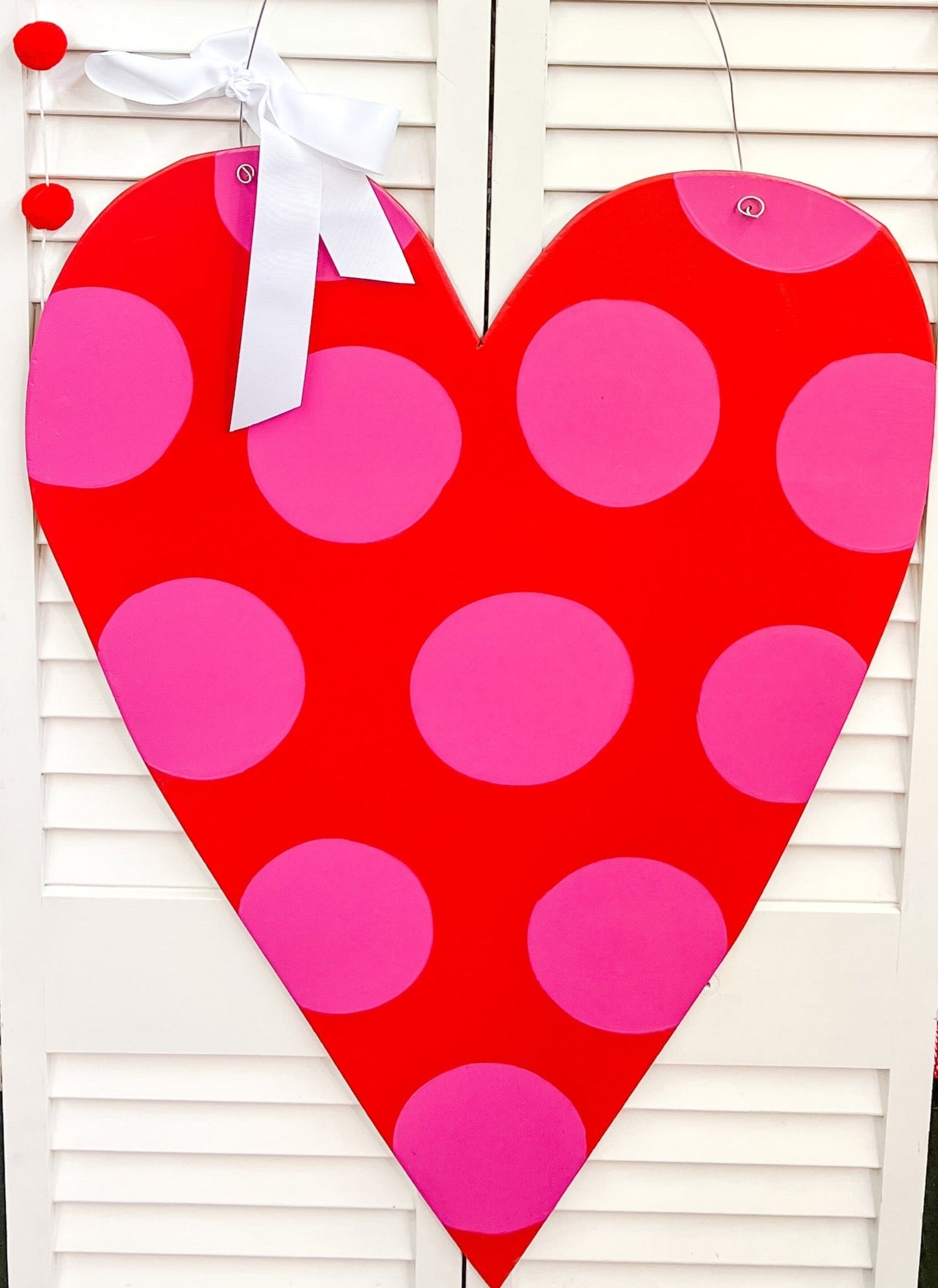 Large Red/Pink Polka Dot Heart