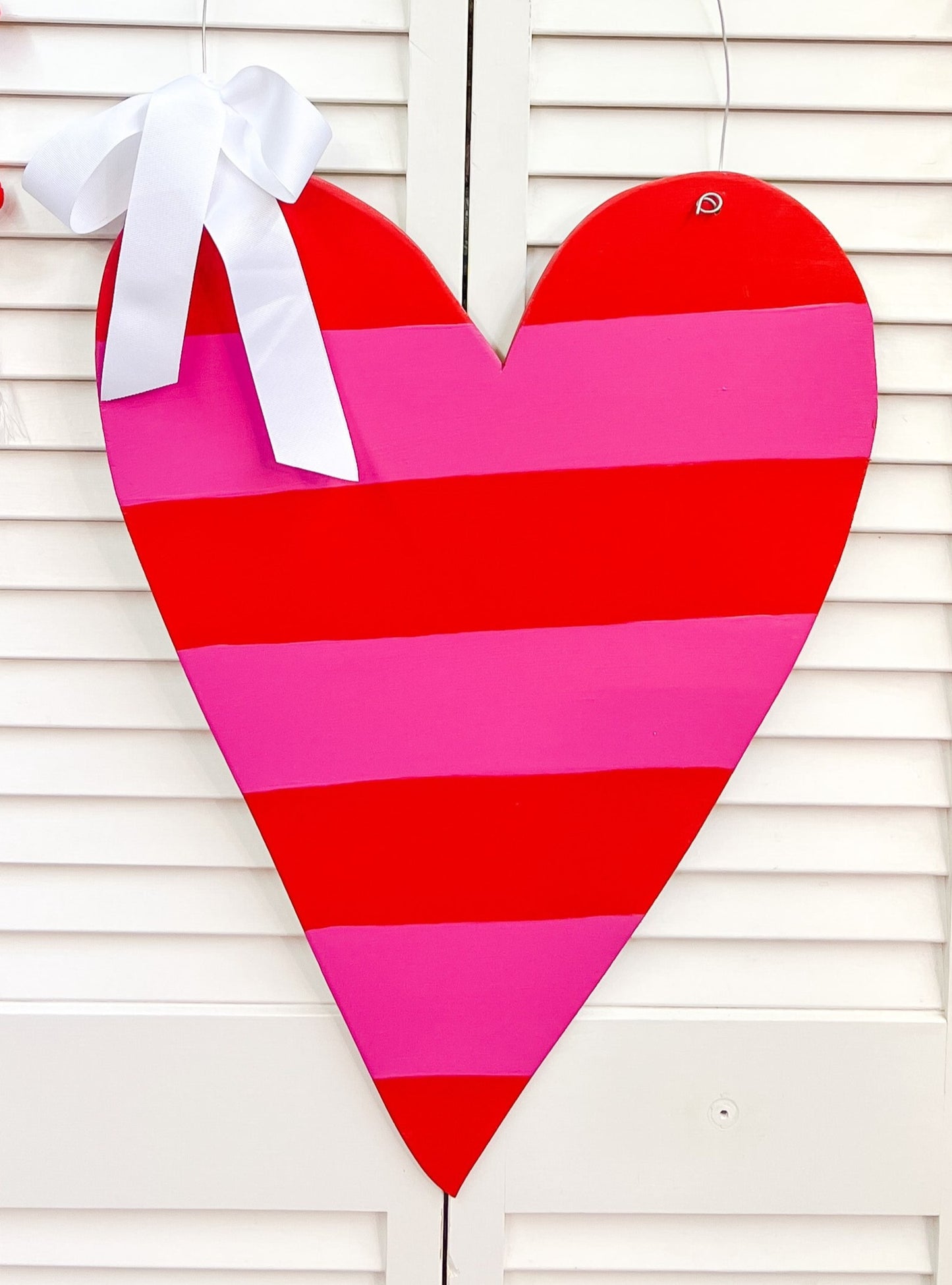 Large Red/Pink Stripe Heart