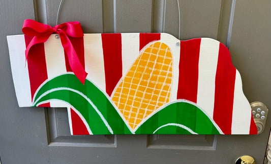 State Red and White Stripe w/corn