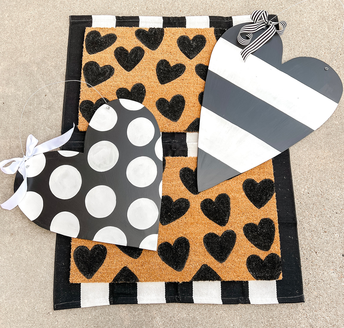 Black/White Stripe Heart