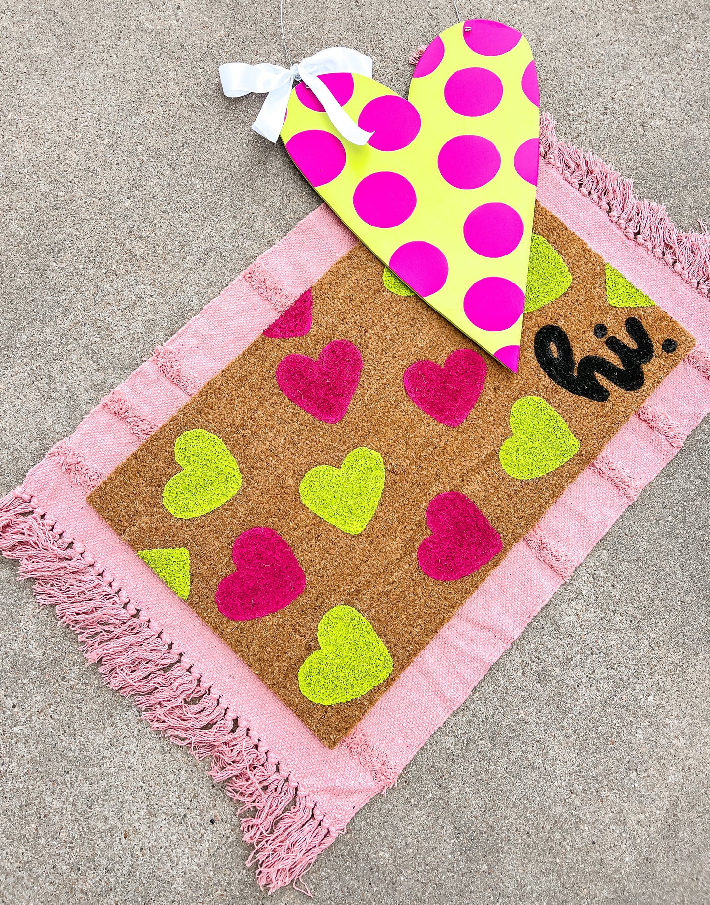 Lime/Pink Stripe Heart