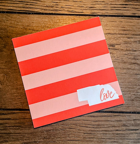 5.5X5.5 Red and Pink Striped Love