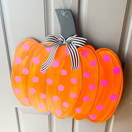 Gourd/Orange with Hot Pink Dots