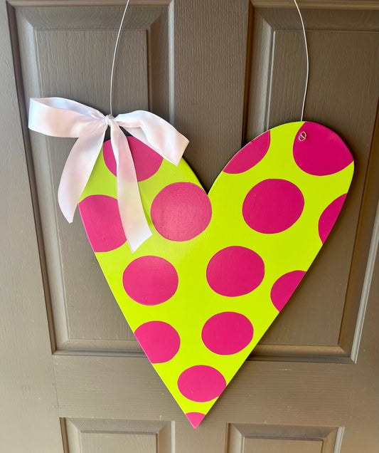 Lime/Pink Stripe Heart