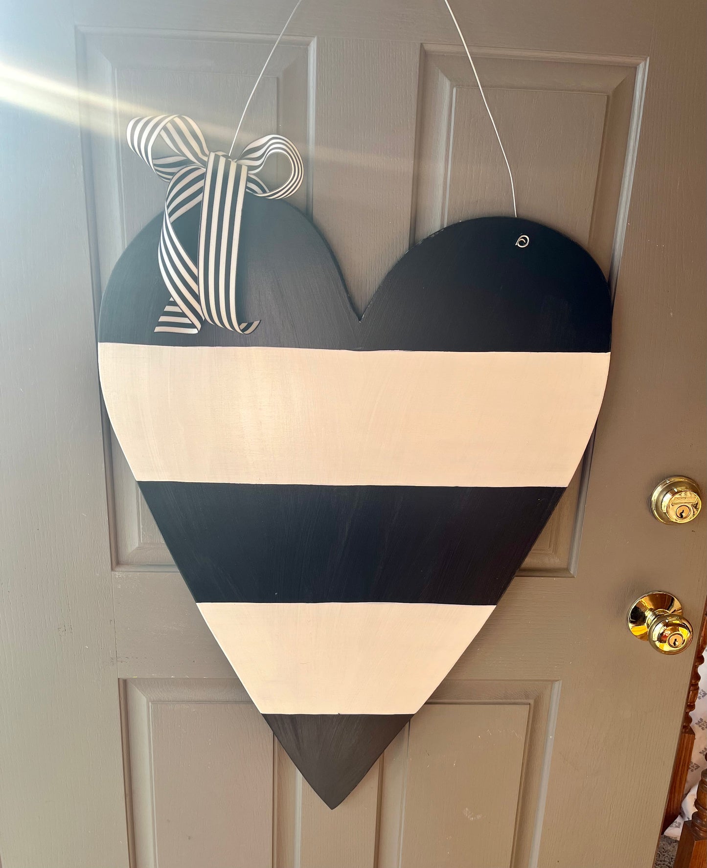 Black/White Stripe Heart