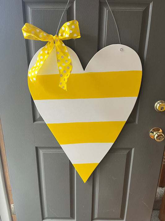 XL Heart - Yellow/White stripe